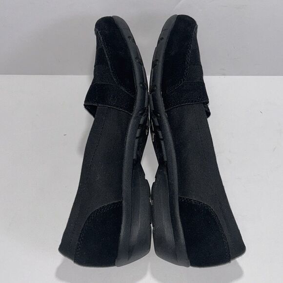 Skechers Slip On Loafer Relaxed Fit Women 7.5 Memory Foam Leather Trim Black EUC - Picture 7 of 9
